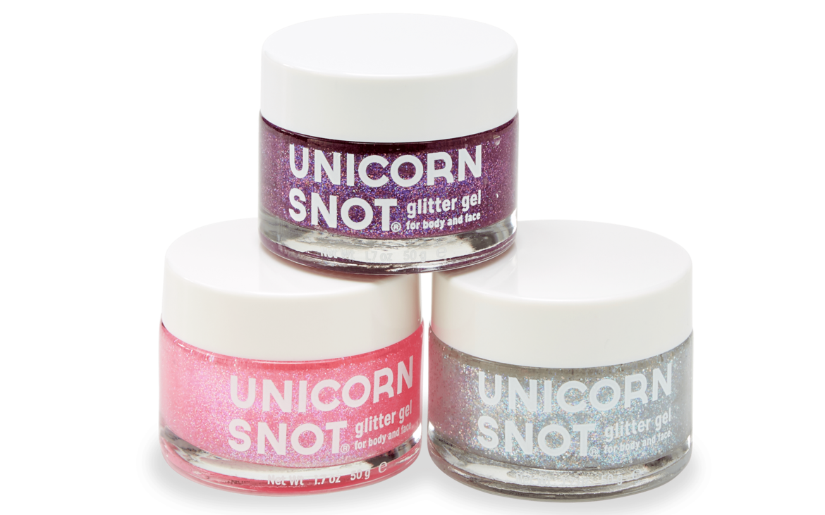 3 jars of Unicorn Snot glitter body gel