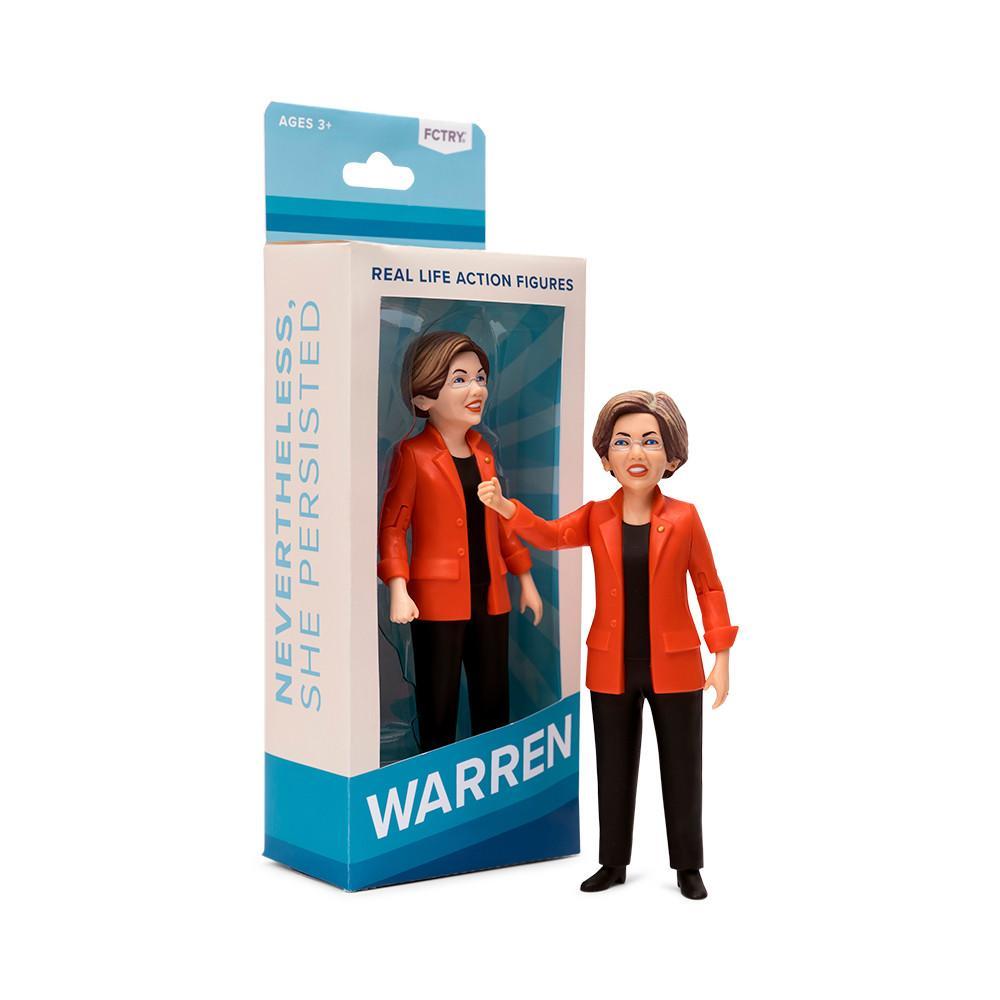 The Elizabeth Warren Real Life Action Figure and packaging