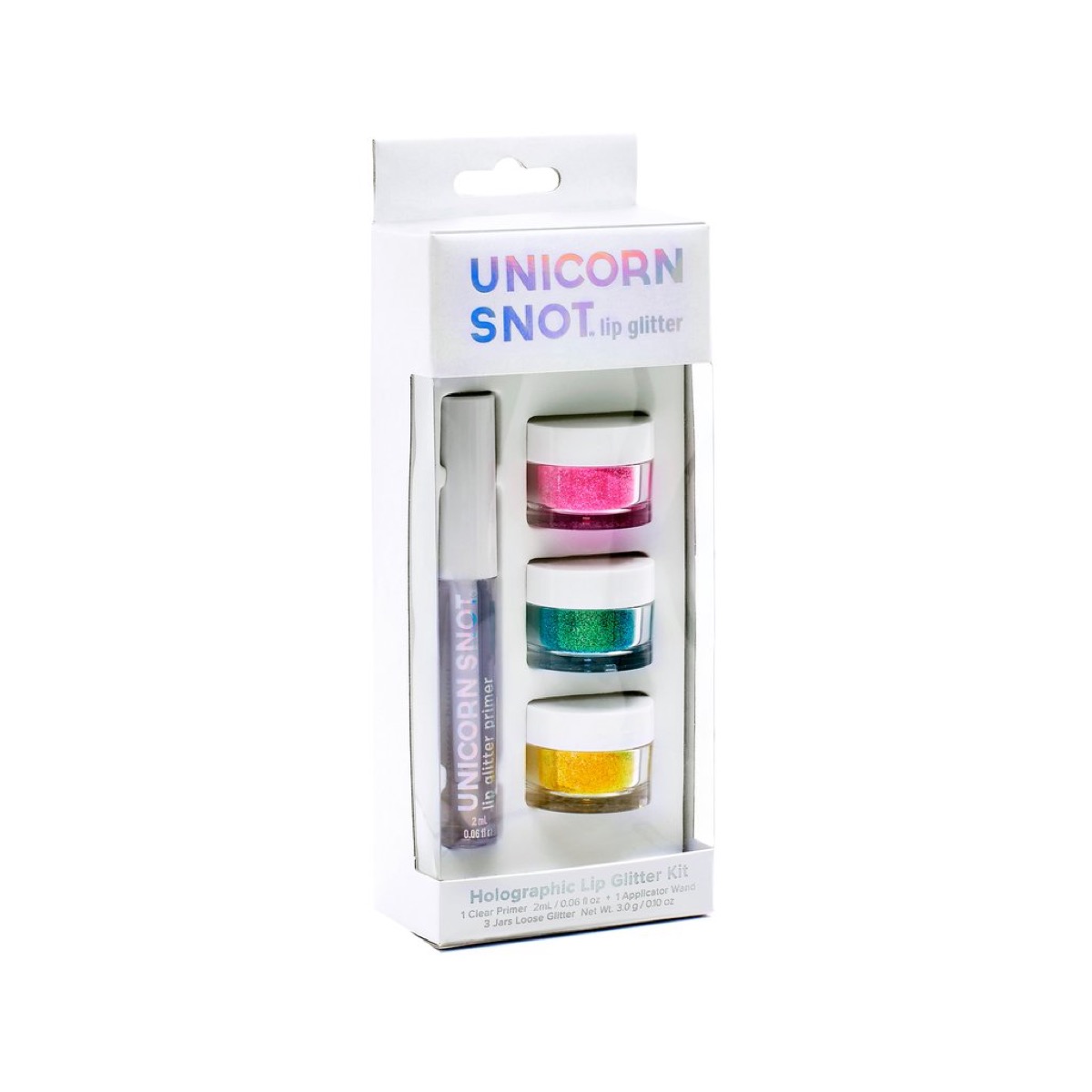 Unicorn Snot lip glitter packaging